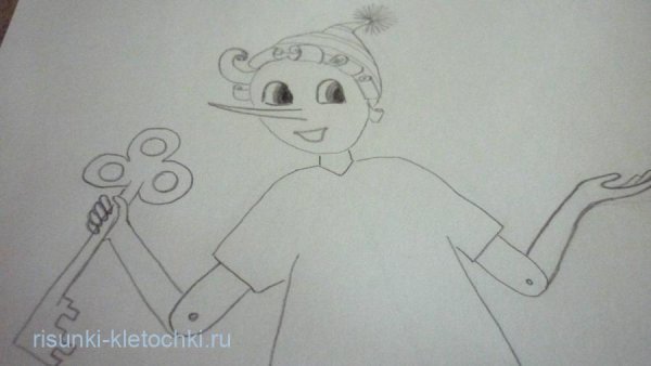 Буратино рисунок легкий