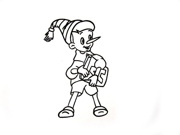 Портрет Буратино карандашом