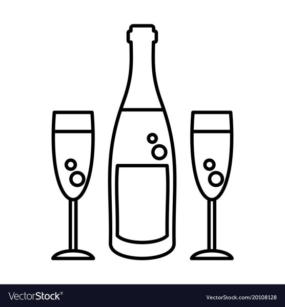 Эскиз бутылки шампанского