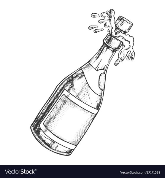 Бутылка шампанского раскраска