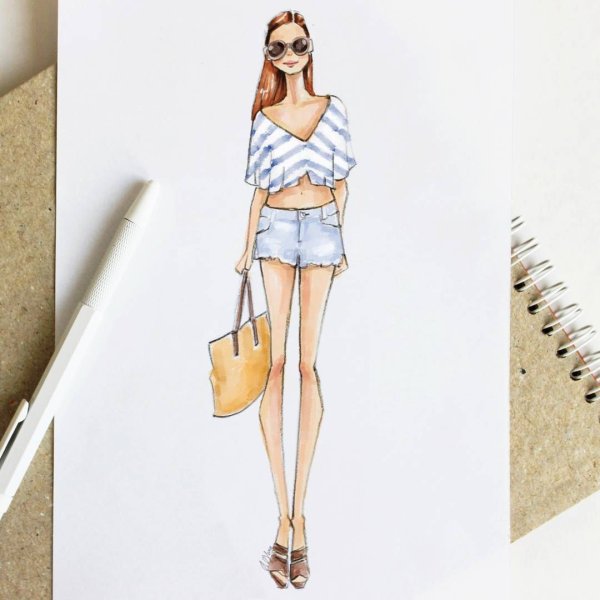 Девушка в летней одежде рисунок