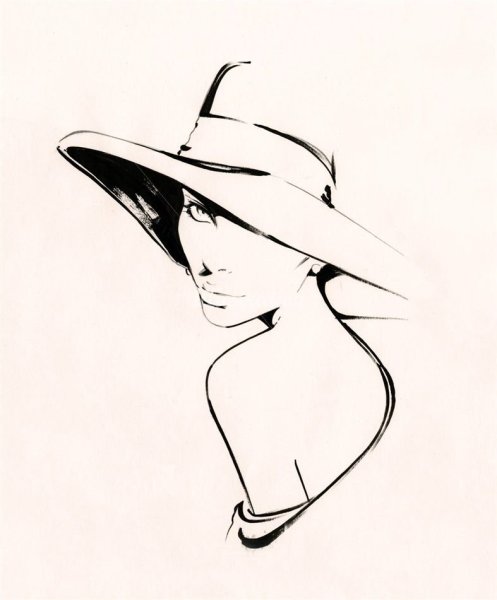 Эскиз девушка в шляпе
