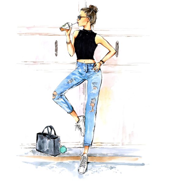 Фэшн иллюстрация в стиле Кэжуал