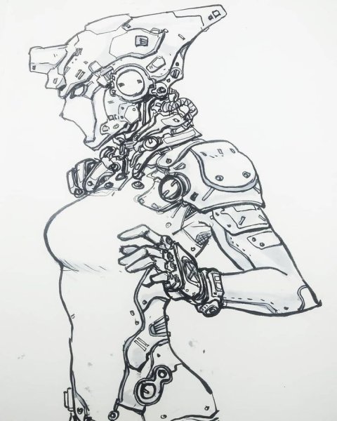 Киберпанк эскизы роботы