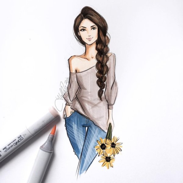 Скетчинг девушка