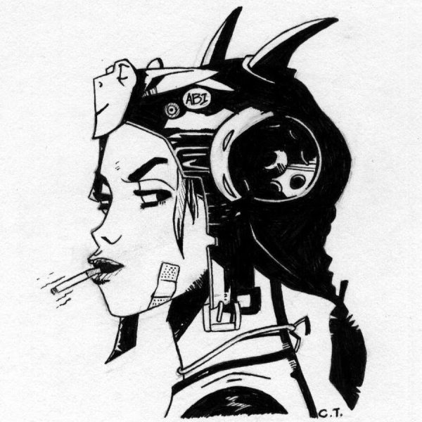 Девушка на фоне ночного города рисунок карандашом