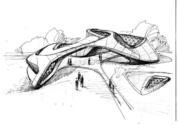 Заха Хадид архитектура Наброски