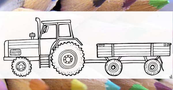 Трактор с прицепом рисунок