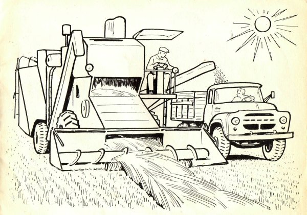 Комбайн для сбора пшеницы раскраска