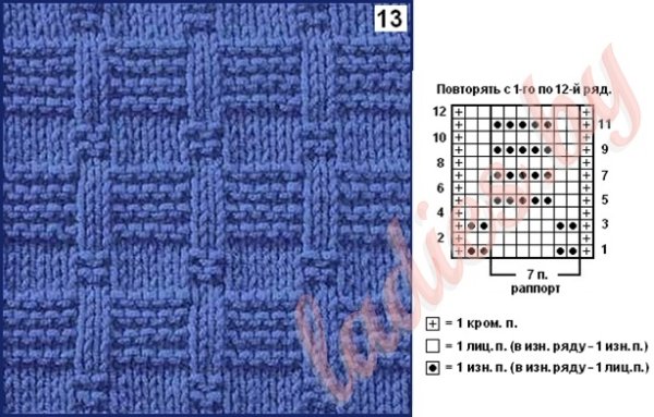Узор квадраты спицами
