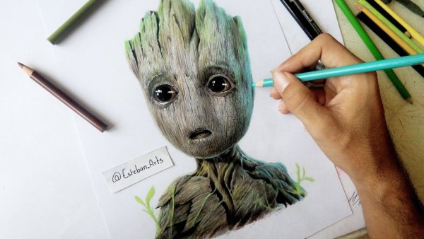 Грут карандашом