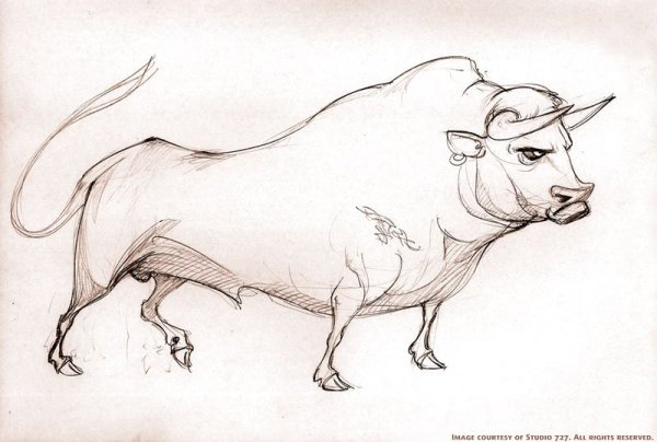 Бык раскраска