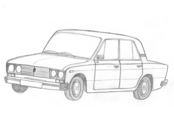 ВАЗ 2106 спереди карандашом легкий