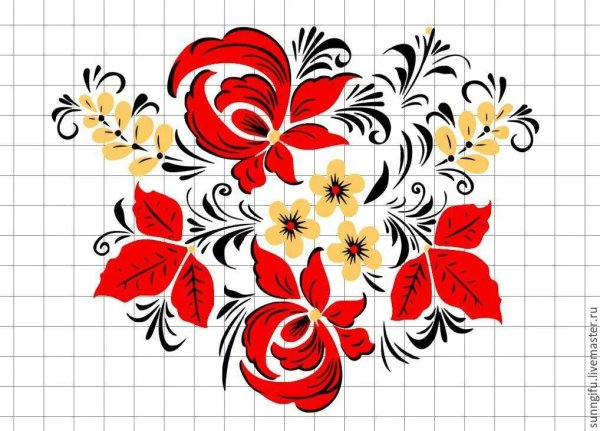 Элементы хохломской росписи цветы