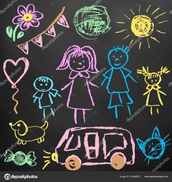 Рисунки мелом на доске