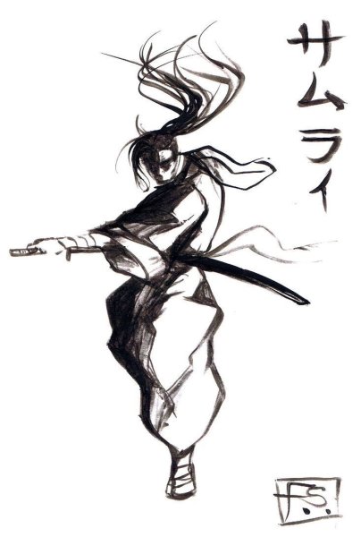 Самурай рисунок карандашом срисовка