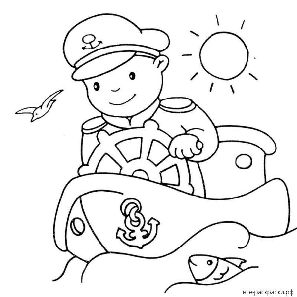 Моряк раскраска для малышей