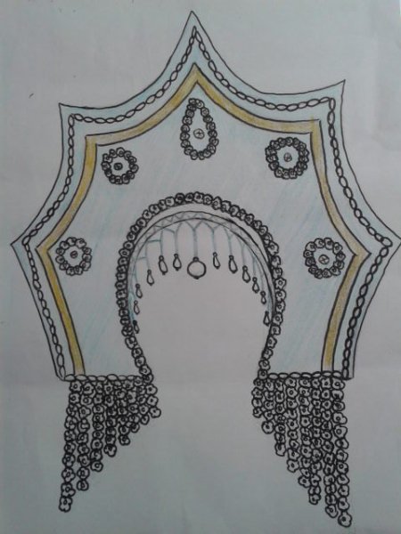 Кокошник трафарет для рисования