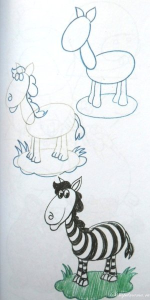 Зебра рисунок карандашом