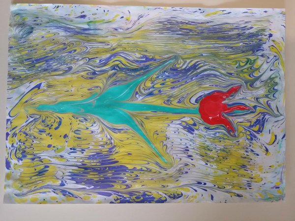 Первые варианты рисунков эбру для начинающих детей