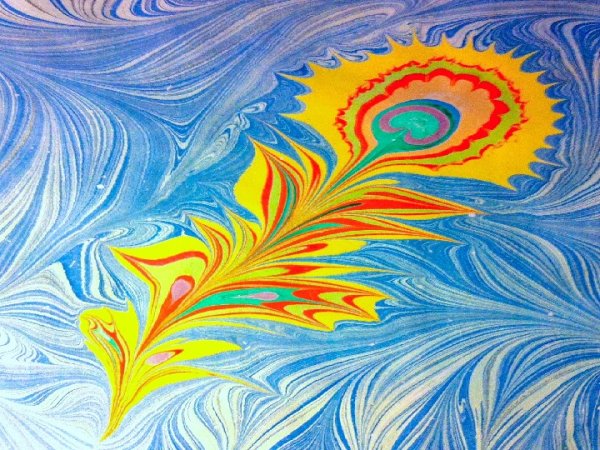 Перо павлина эбру