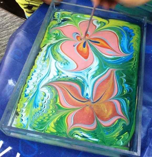 Эбру рисование на воде бабочка