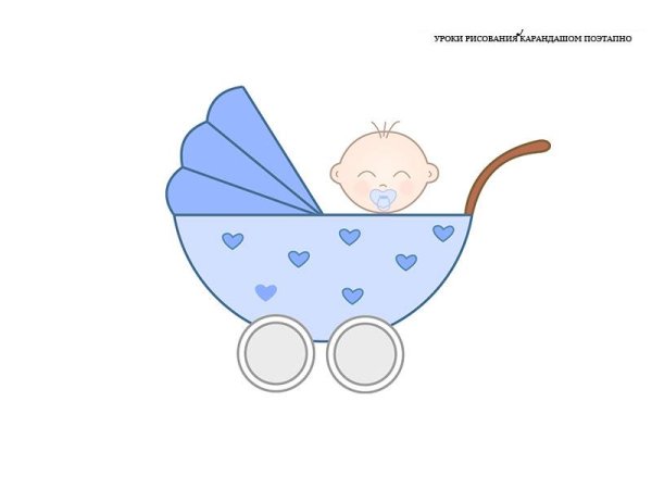 Малыш в коляске рисунок