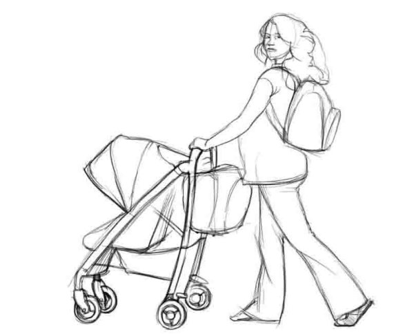 Раскраска коляска детская