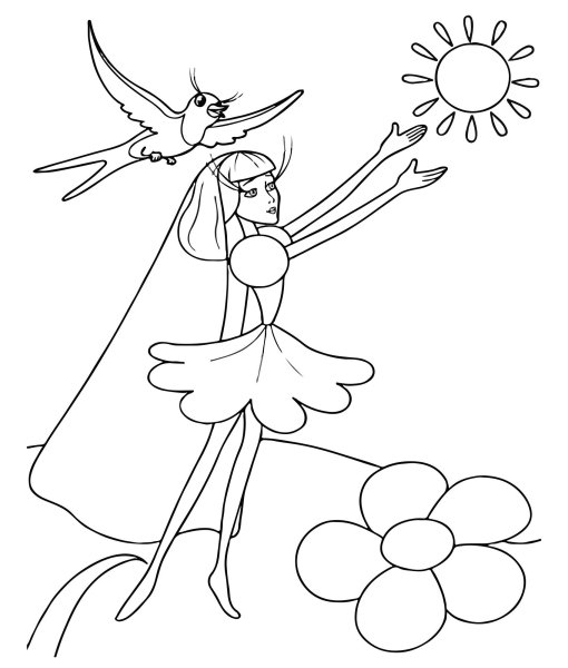 Андерсен Дюймовочка раскраска