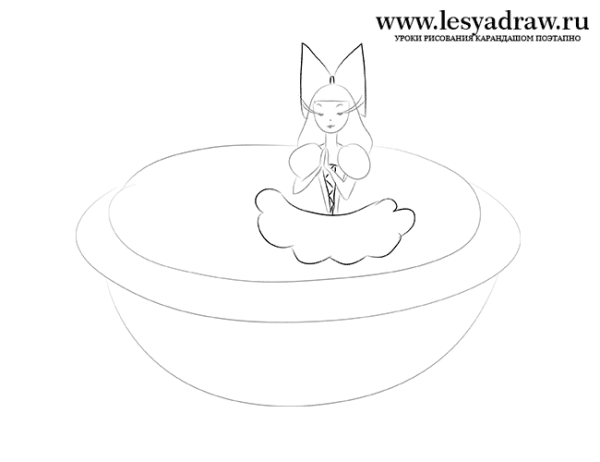 Дюймовочка рисунок пошагово