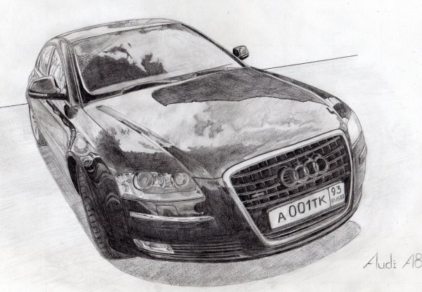 Ауди рисунок карандашом