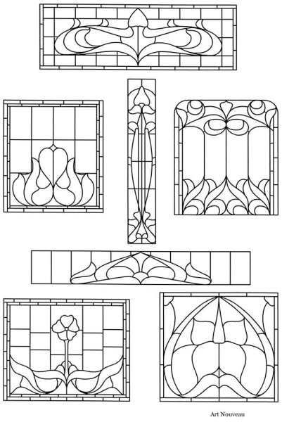 Оконный витраж трафарет