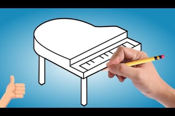 Нарисовать пианино с человеком поэтапно