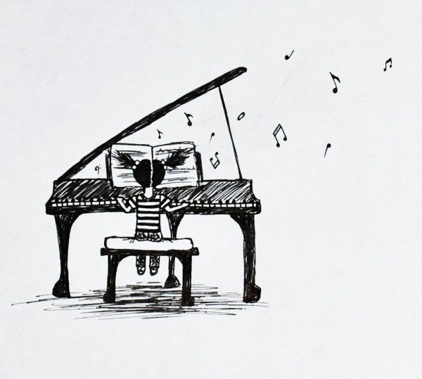 Пианино рисунок карандашом