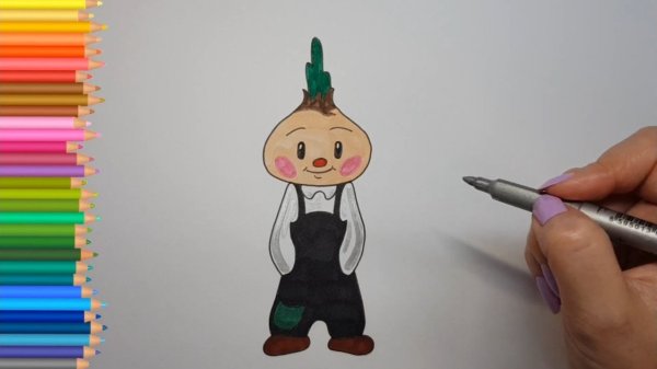 Чиполлино рисунок карандашом