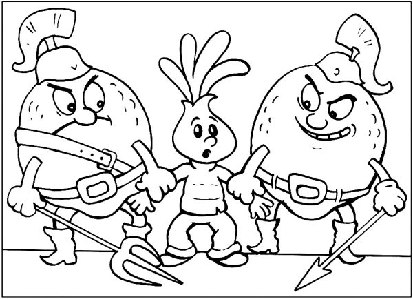 Герои Чиполлино раскраска