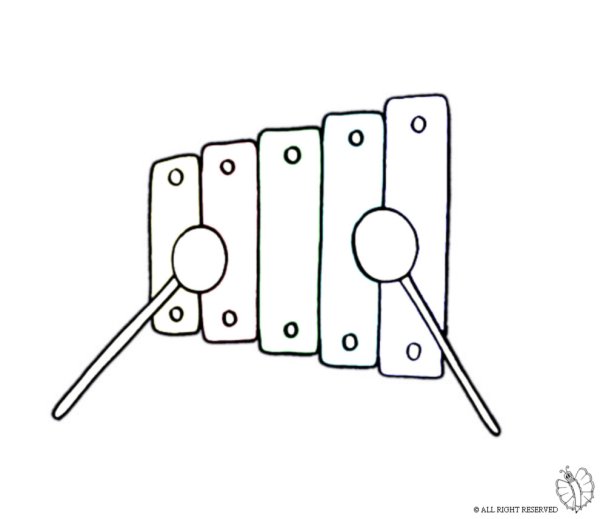 Раскраска музыкальные инструменты для детей металлофон