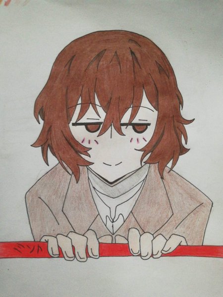 Дадзай Осаму рисунок карандашом