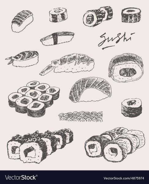 Роллы рисунок карандашом