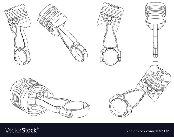 Поршень и шатун схематично