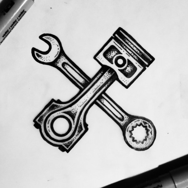 Поршень и гаечный ключ