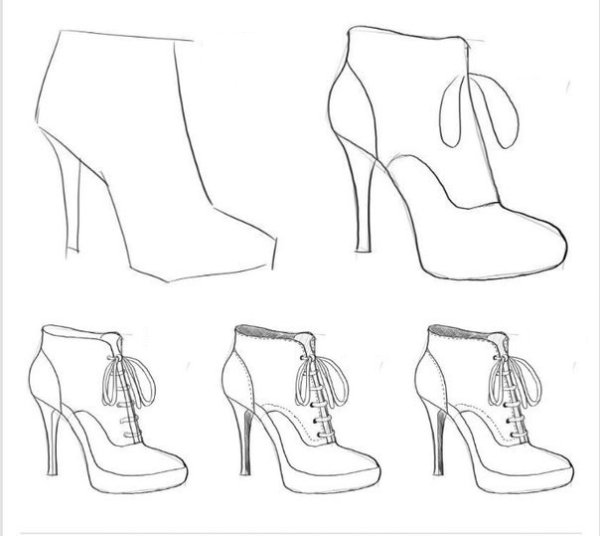 Рисунки обуви для срисовки
