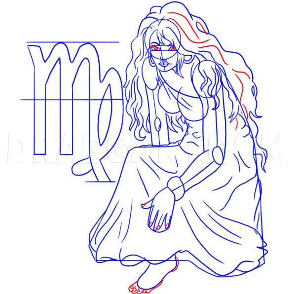 Дева рисунок карандашом
