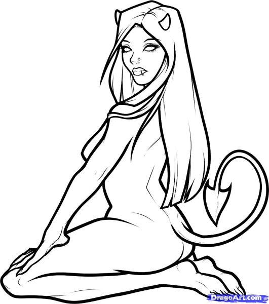 Рисунки для срисовки девушка дьявол