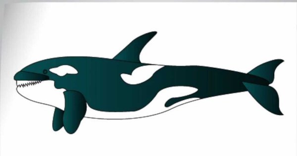 Синий кит акварель