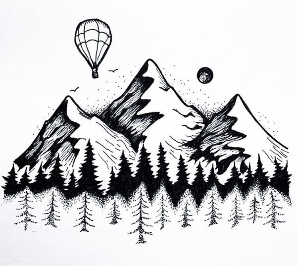 Рисунок гор легкий для срисовки