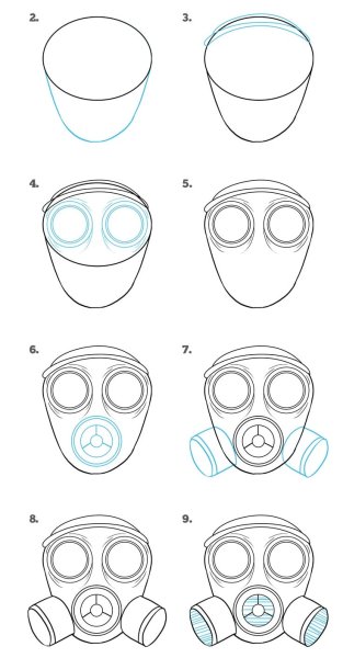 Противогаз ГП-5 рисунок карандашом