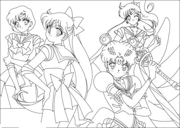 Раскраска Сейлор Мун и Такседо Маск