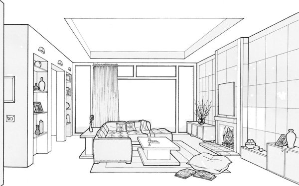 Перспектива помещения сбоку