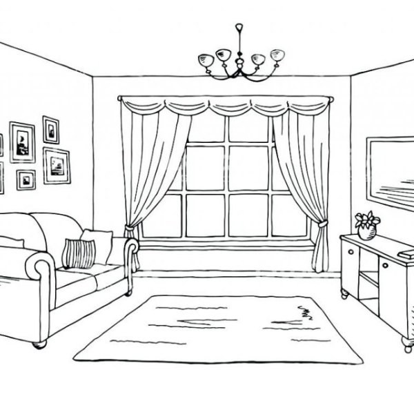 Рисунок комнаты для срисовки